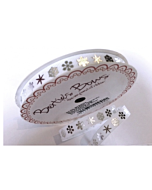 BTB052 - 9mm Silver Snowflake on White Grosgrain Ribbon