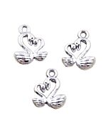 Mother and Baby Swan Charms - pack of 4