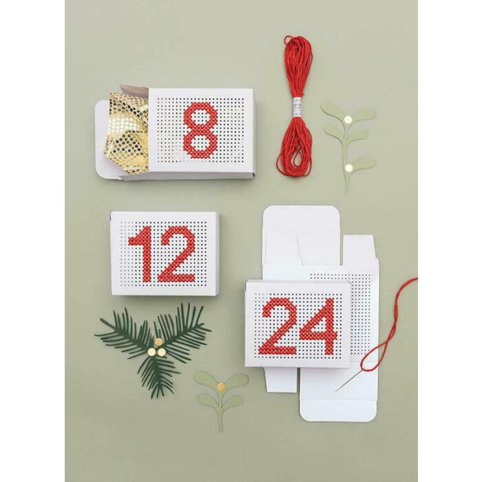 24 Rico Stitchable Advent Calendar Boxes - White