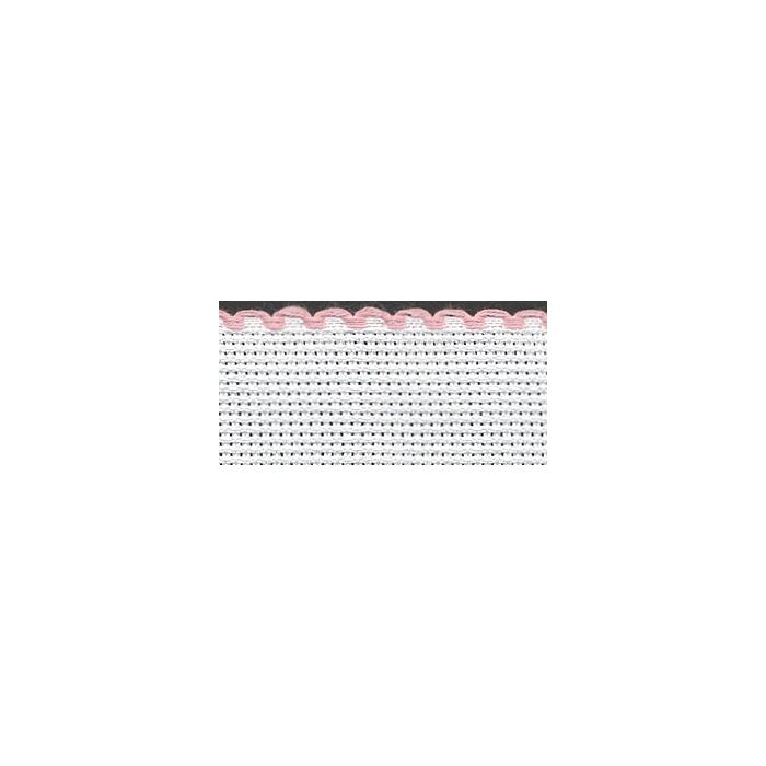 1in / 2.5cm White / Pink Edged Aida Band - 1m