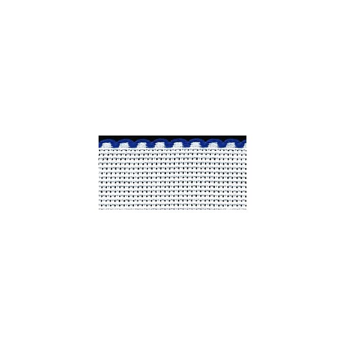 1in / 2.5cm White / Royal Blue Edged Aida Band - 1m