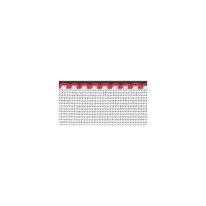 1in / 2.5cm White / Red Edged Aida Band - 1m