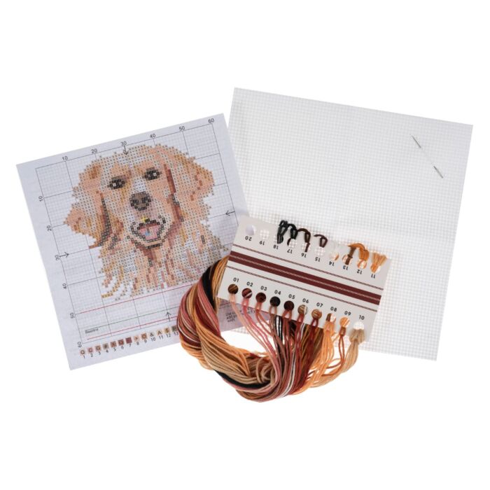 Trimits Stitch Your Own Golden Retriever Cross Stitch Kit 