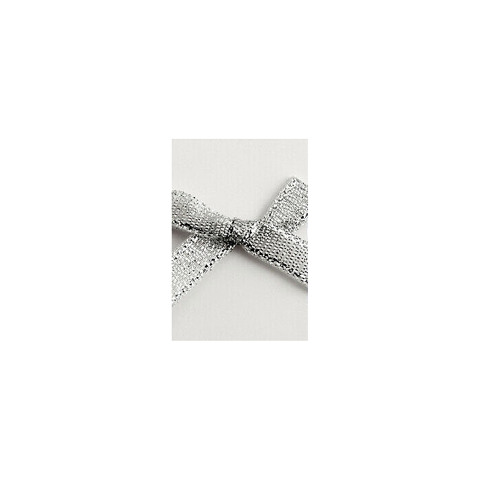 Silver Lame Metallic Ribbon Bows 6mm - Pack of 5