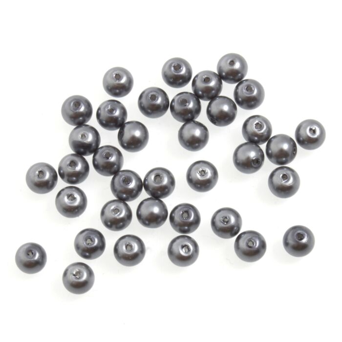 20cm x 6mm Glass Pearls: Silver Mix