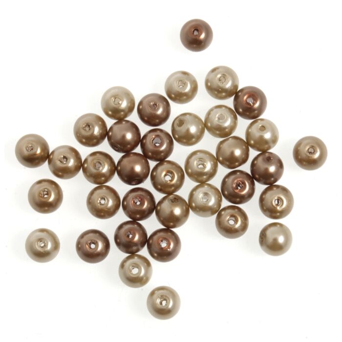 20cm x 6mm Glass Pearls: Gold Mix