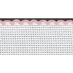 1in / 2.5cm White / Pink Edged Aida Band - 1m