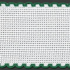 2in / 5cm White / Green Edged Aida Band - 1m