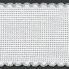2in / 5cm White / Silver Edged Aida Band - 1m