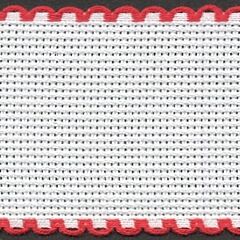 2in / 5cm White / Red Edged Aida Band - 1m