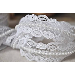 R424 - 20mm White Lace & Pearl Trim