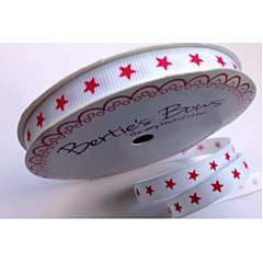 BTB138 - 9mm Red Stars Grosgrain Ribbon