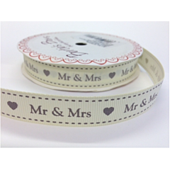 BTB144 - 16mm Mr & Mrs Ivory Grosgrain Ribbon