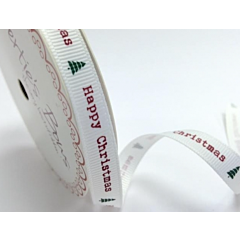 BTB202a - 9mm Happy Christmas Grosgrain Ribbon