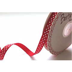 BTB301-04 - 9mm Red & White Dotty Grosgrain Ribbon