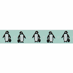 Bertie's Bows 15mm Ribbon Penguins Beach Blue