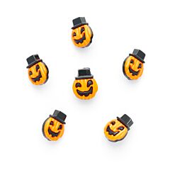 Pumpkin With Hat Buttons - 4 Pack