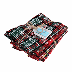 Fat Quarter Bundle Printed Christmas Tartan Reds