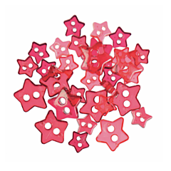 Craft Buttons - Red transparent Stars (2.5g Pack)