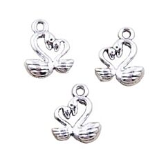 Mother and Baby Swan Charms - pack of 4