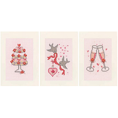 Vervaco Counted Cross Stitch Kit Wedding Greeting Cards Set of 3 